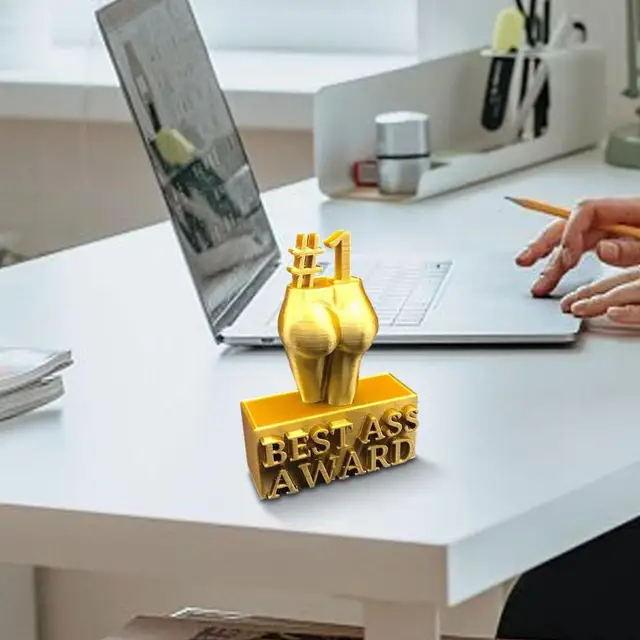 Trofeo Miglior Sedere In Resina - Decorazione Divertente, Regalo Scherzoso, Oro - Foto 9