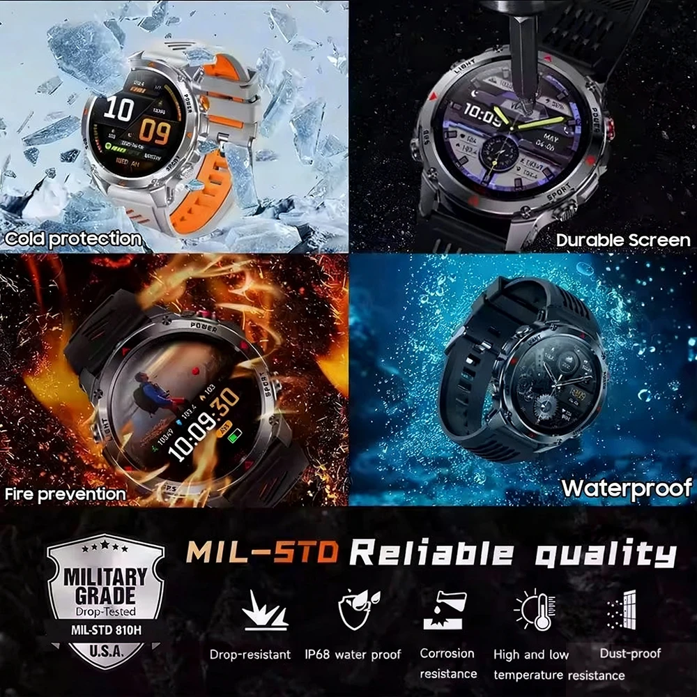 2026 New T-Rex 3 Ultra Military Dual-band GPS Smart Watch 5ATM&IP69K Compass Altimeter AMOLED Flashlight Durable AGPS Smartwatch 4