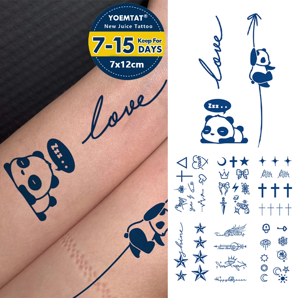 

Semi-Permanent Panda Lines Star Waterproof Temporary Tattoos Stickers Juice Ink Lasting Tatoo Body Art Fake Tattoo Women Men