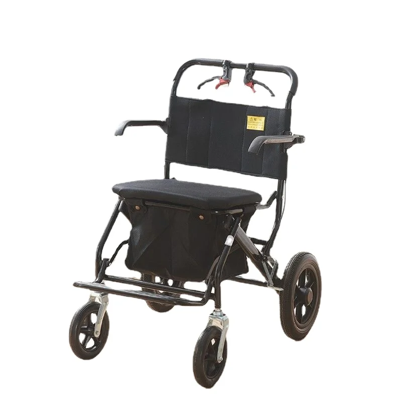 four-wheeled portable folding scooter for elderly can push and sit in the shopping cart of household grocery cart walking stick