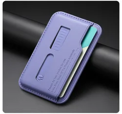 Enhanced Magnetic Card Holder Wallet Case with Finger Ring and Wrist Strap (Light Blue)