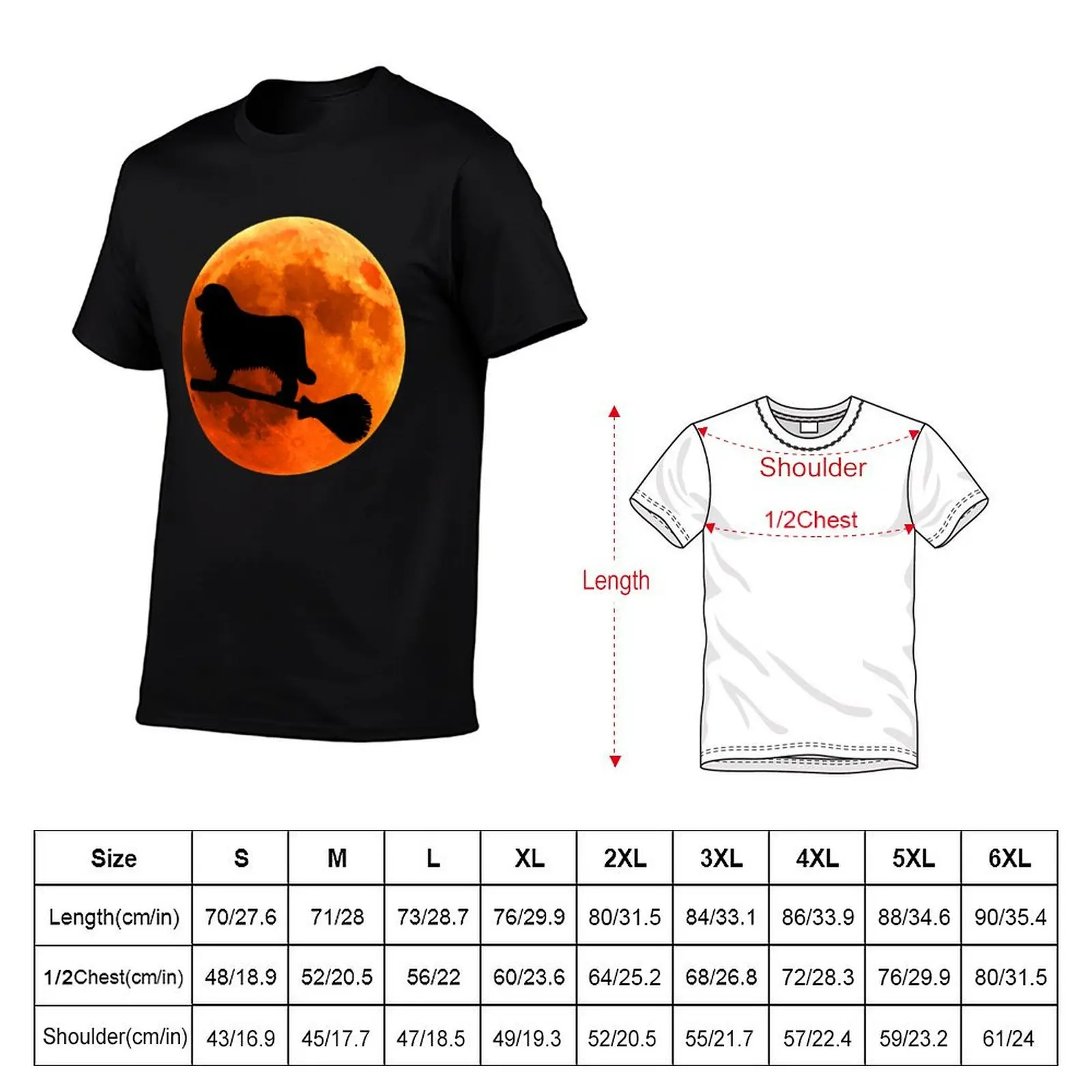newfoundland-dog-halloween-tshirt-moon-silhouette-cotton-graphic-tee