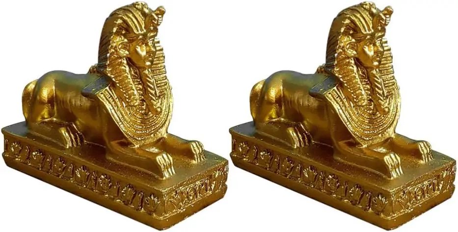 

Sphinx Figurine Resin Egyptian God Statue Desktop Table Mythology Pharaoh Decoration Ornaments (Golden)