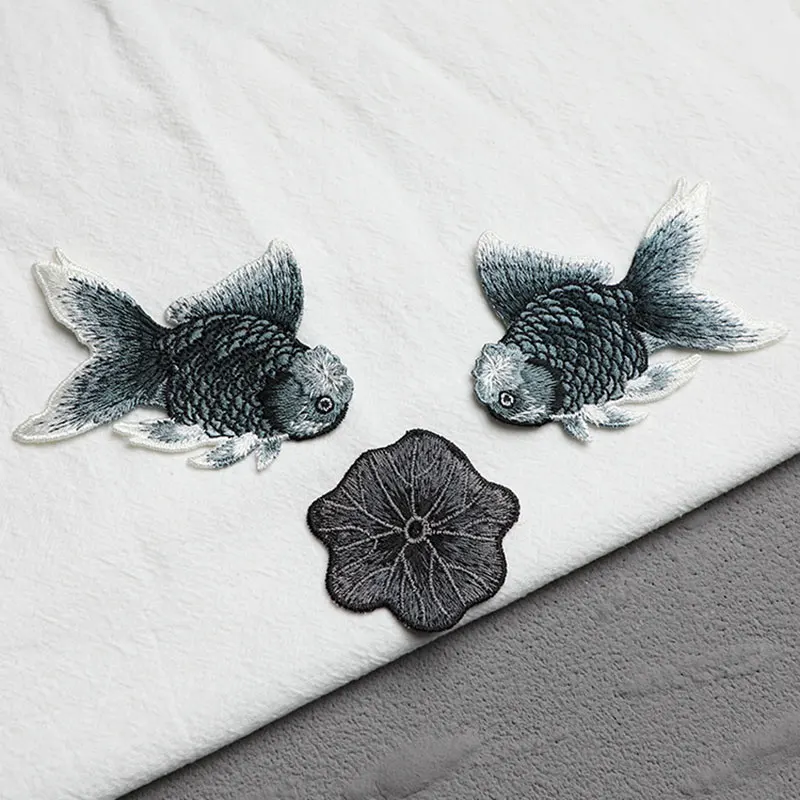 4 farben Pairs Fisch Stickerei Patches Für Kleidung Hohe Qualität Aufkleber Appliques Nähen Auf Parches – Detail 6