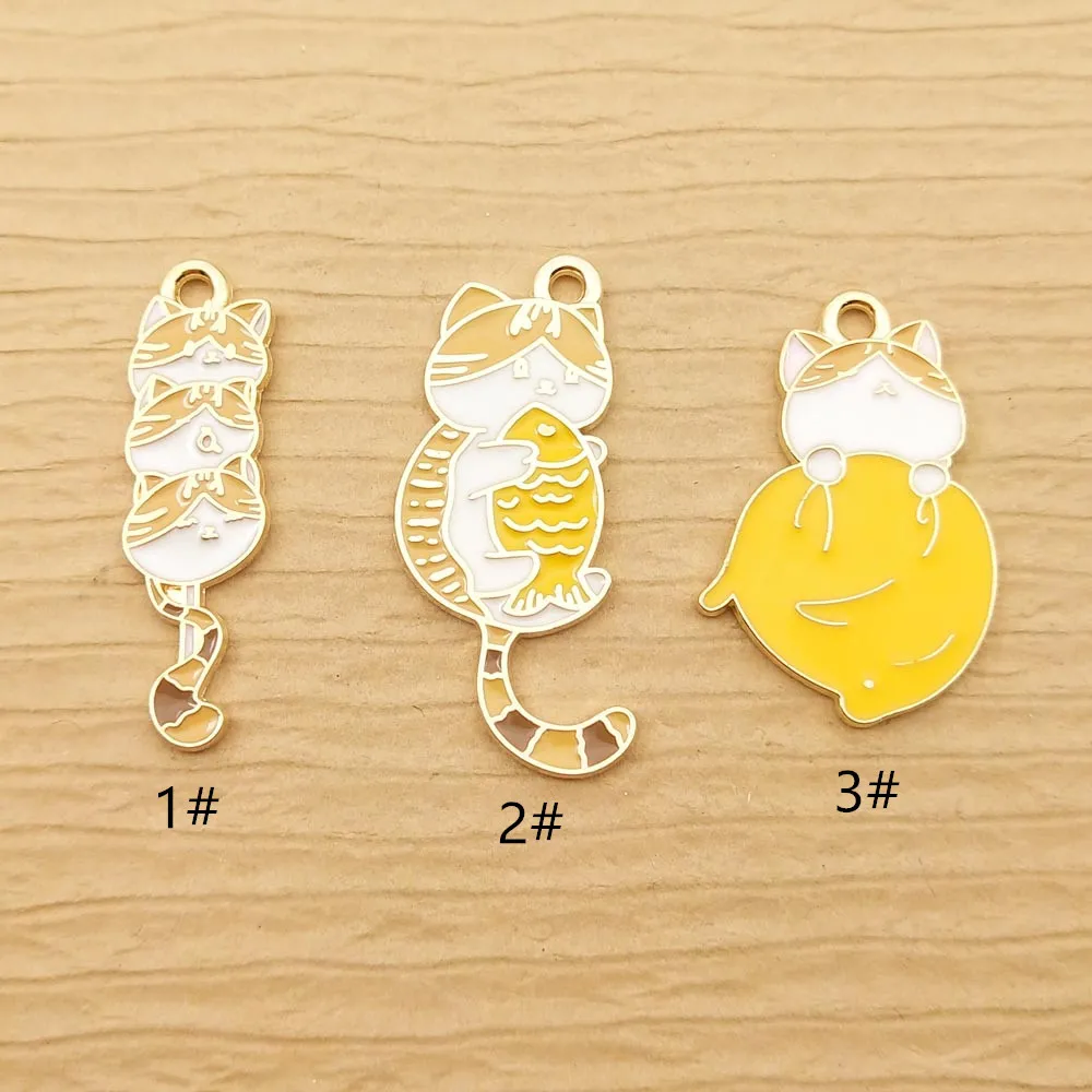 10pcs DIY Craft Cute Cat Resin Earring Charms Pendant Keychain Necklace Jewelry 
