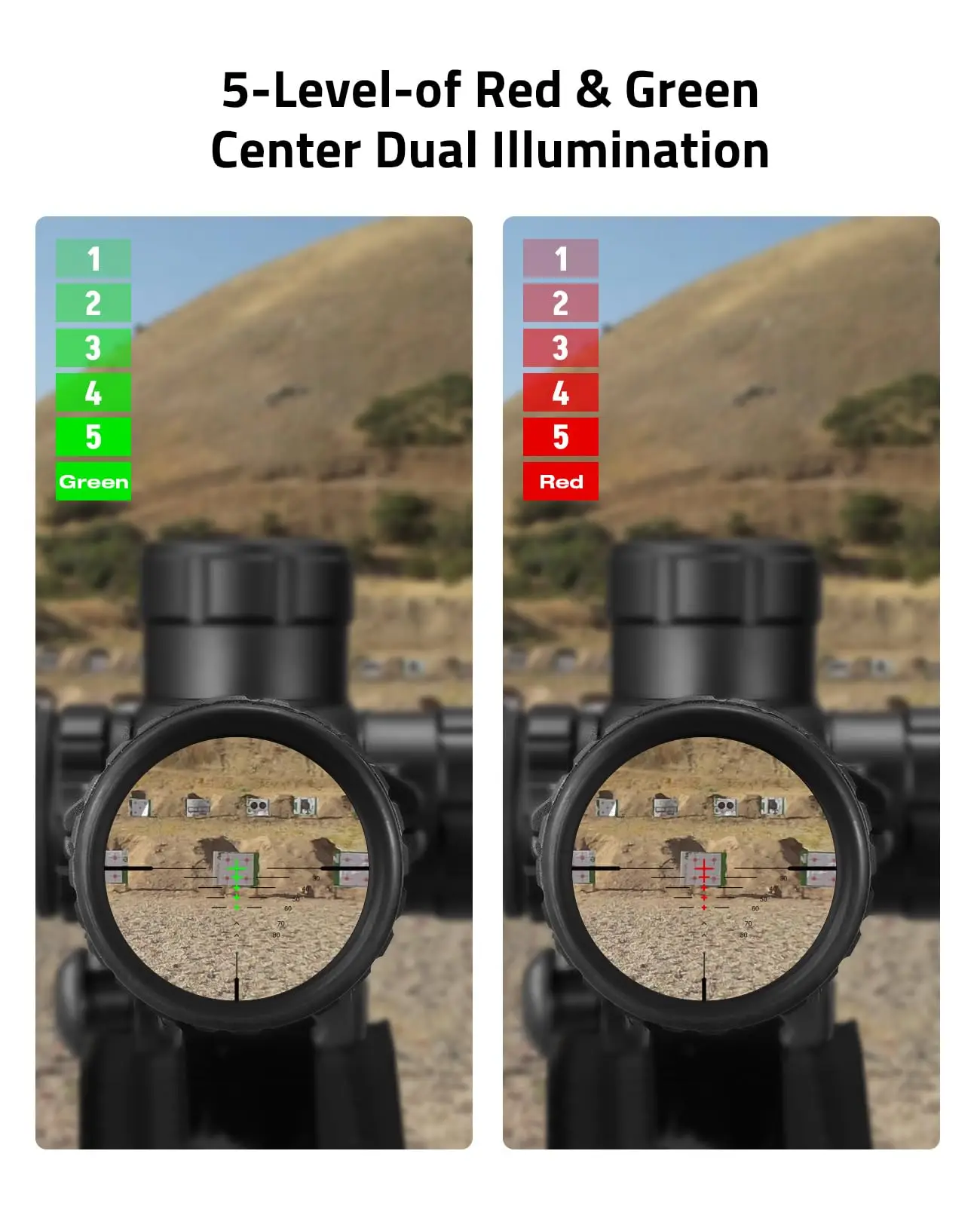 MIDTEN 4x32 Crossbow Scope Red Green Illuminated 20-100 Yards Circles Rangefinder Etched Glass Reticle Optic