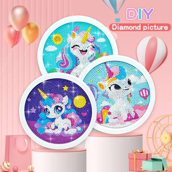 Ensemble de peinture diamant licorne mignonne pour débutant, ensemble de peinture diamant 5D à faire soi-même pour enfants et adultes, cadre Photo artisanal 1