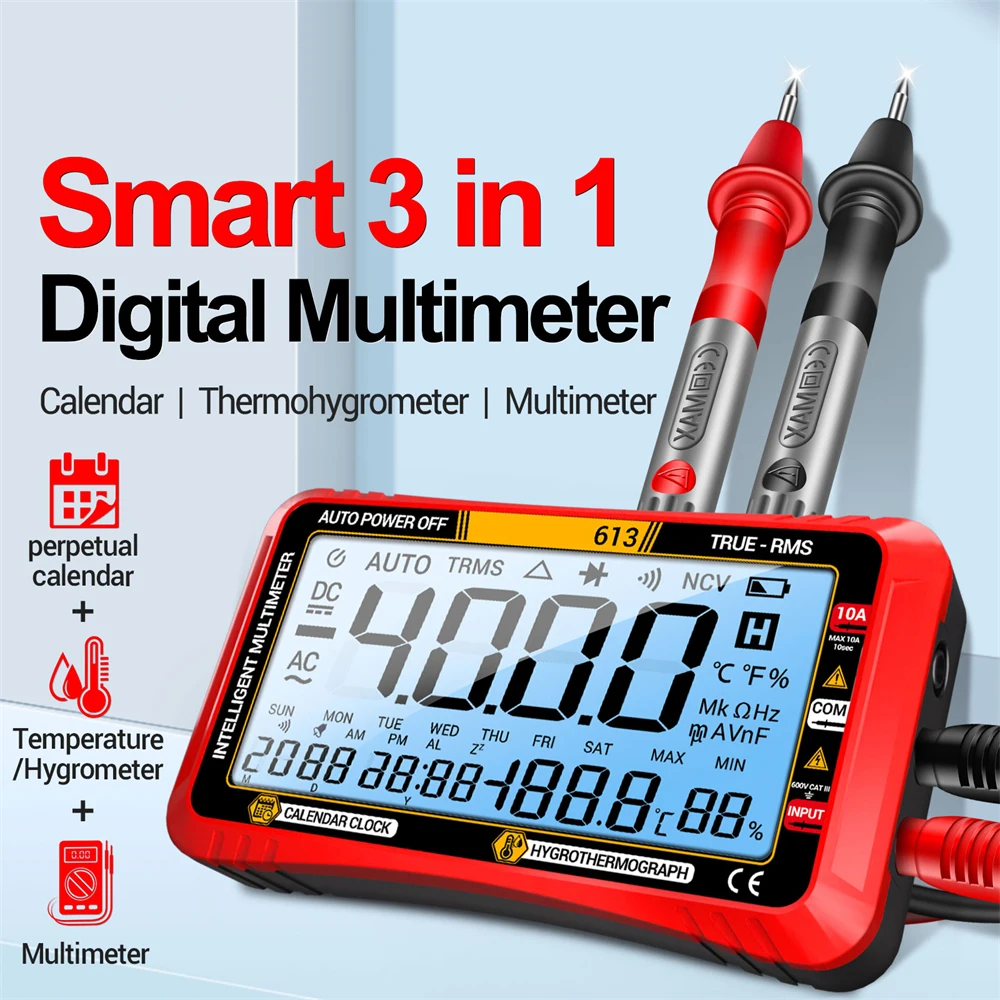 Smart Digital Multimeter 4000 Counts AC/DC Voltage Current Meter Multi Tester Temp Resistance Measuring Tool