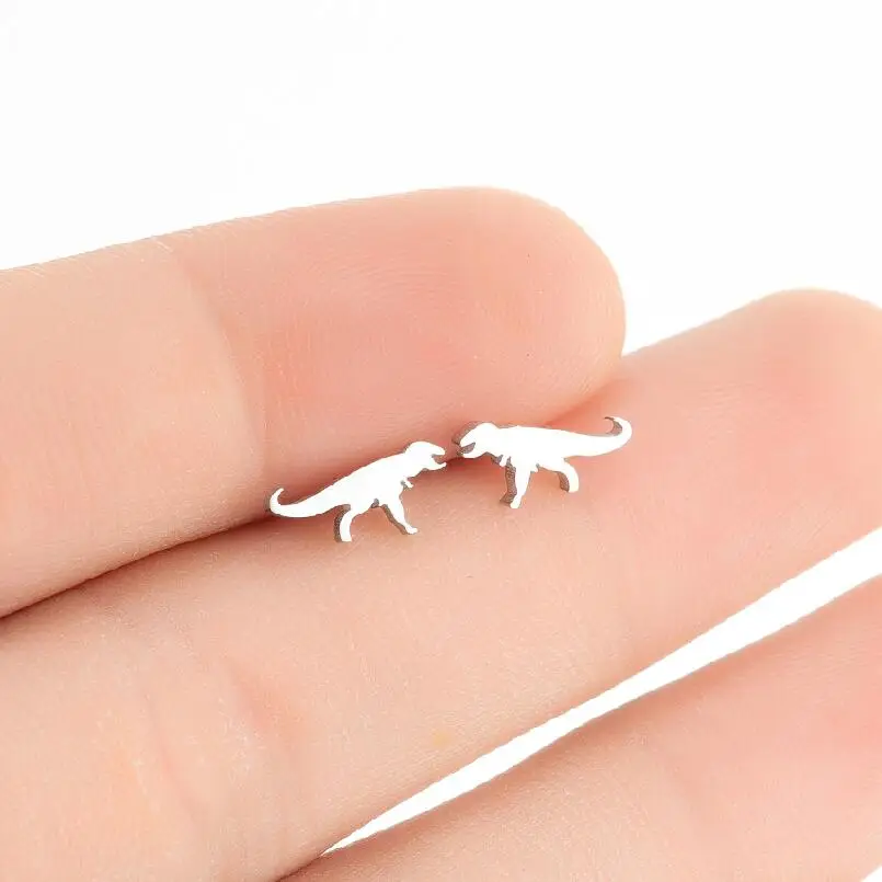 

Trendy Stainless Steel Dinosaur Shape Stud Earrings For Women 2023 Huggies Gold Plated Gift Statement Jewelry