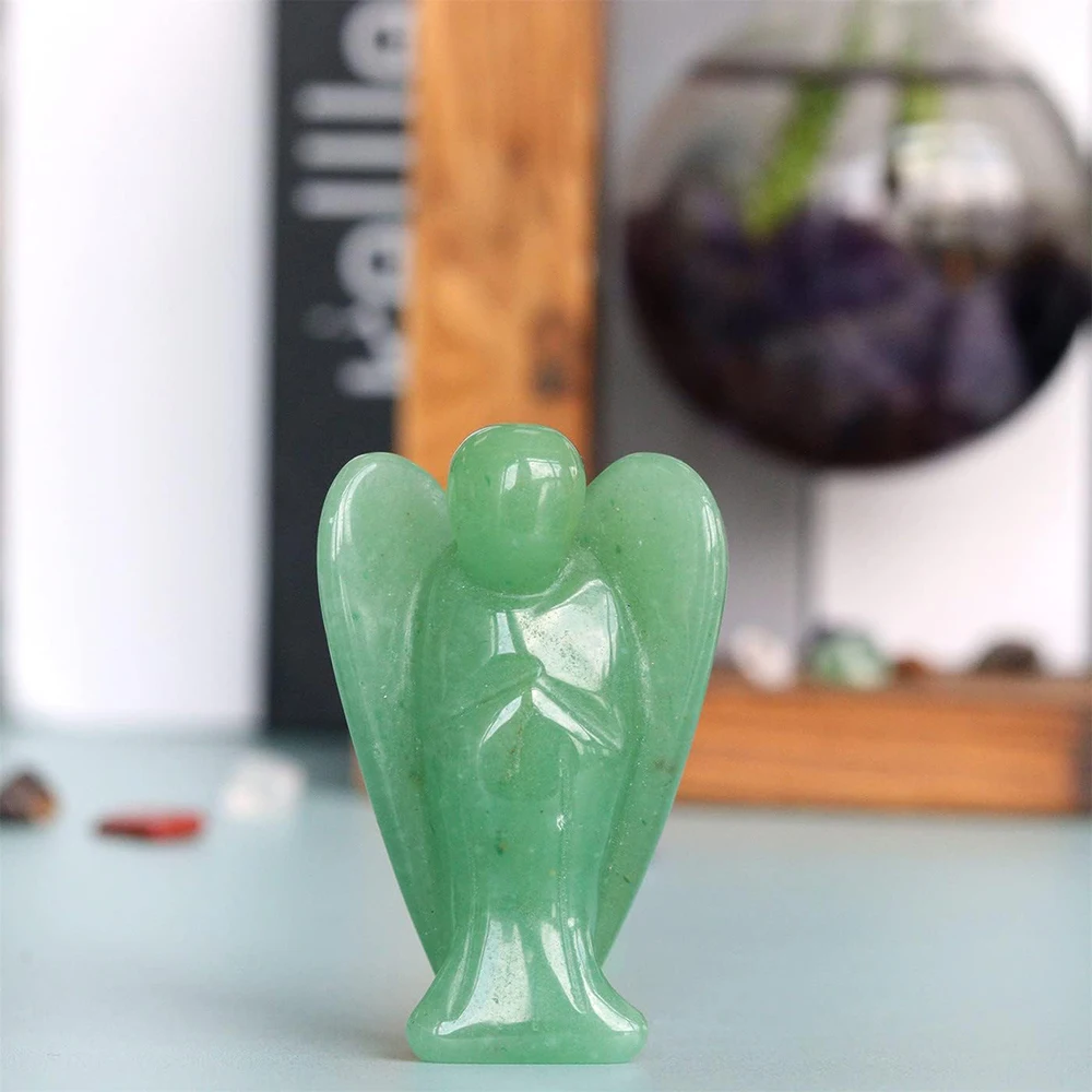 Celestial Harmony: Polished Hand-Carved Angel Crystal Statue