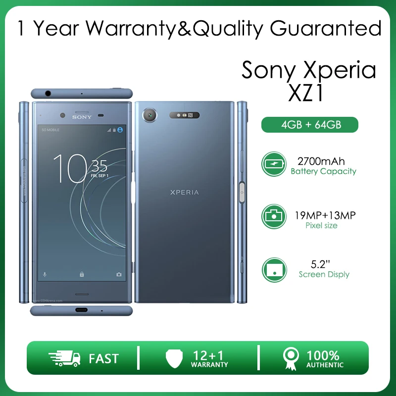 Восстановленный Оригинальный разблокированный мобильный телефон SONY Xperia XZ1 G8341 64