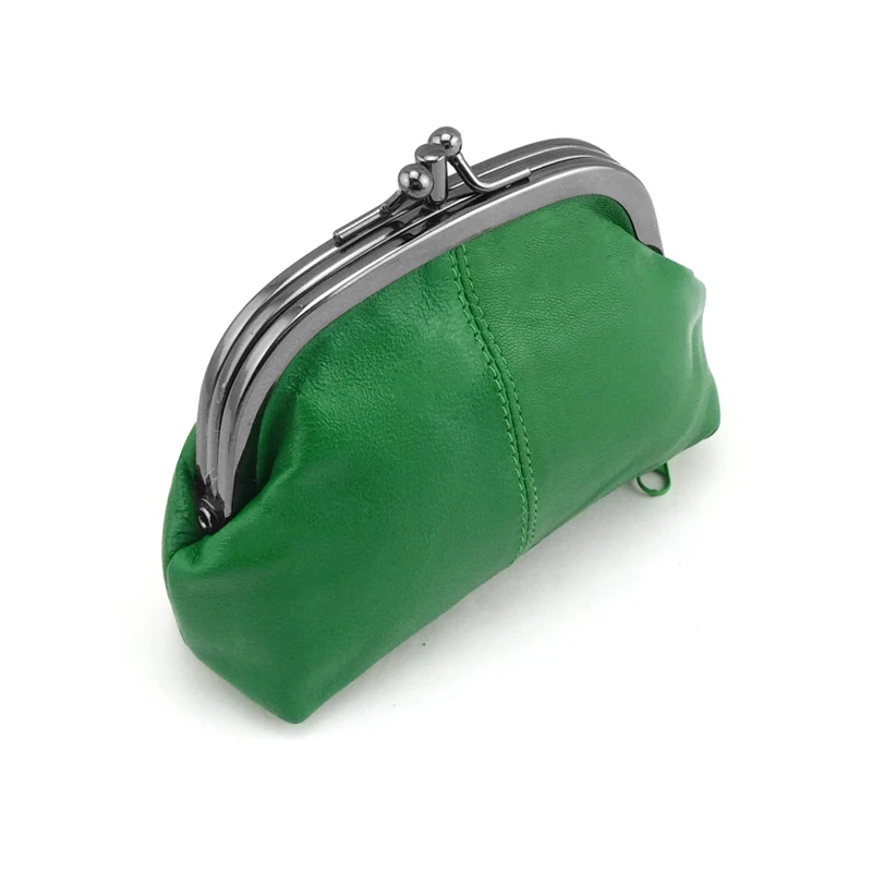 NICOLE & CO Original New Mini Genuine Leather Coin Purses Women Sheepskin Metal Hasp Zipper Small Wallets Card Change Money Bags