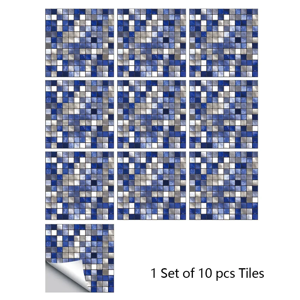10 piezas/juego de 10/15/20/30 cm, mosaicos de mármol planos duros, pegatinas de pared para cocina, baño, suelo, decoración diagonal, papel tapiz, mural artístico de PVC