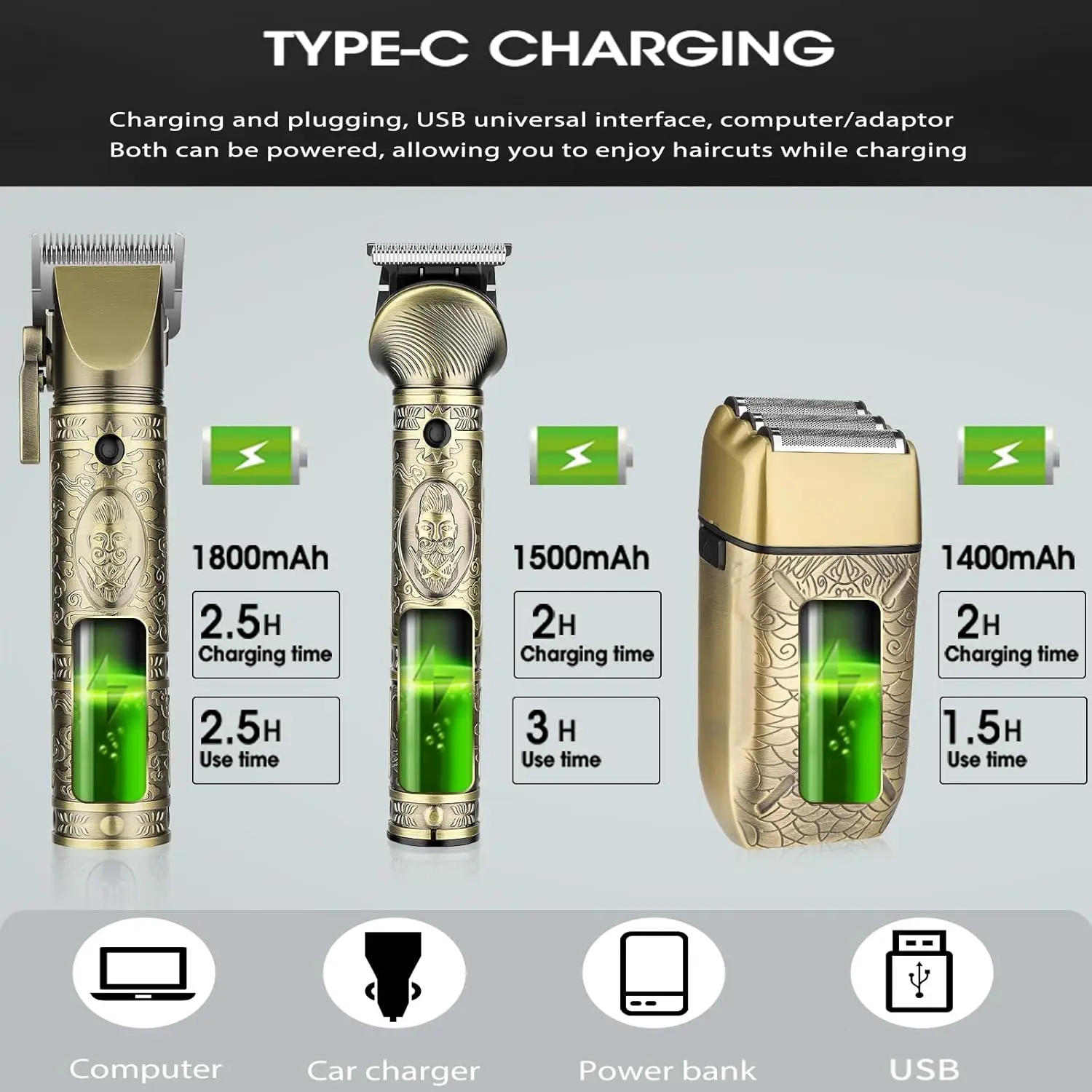 Hair Clippers for Men 3 in 1 Hair Trimmer Beard Trimmer Electric Shavers Razor for Men, Cordless Beard Nose