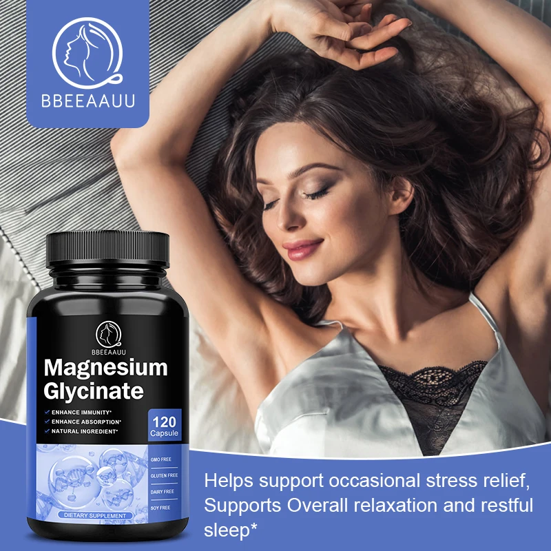 

Free Shipping Maximum Absorption Magnesium Glycine Capsule for Muscle, Joint & Heart Health Brain Relax Sleep Supplement