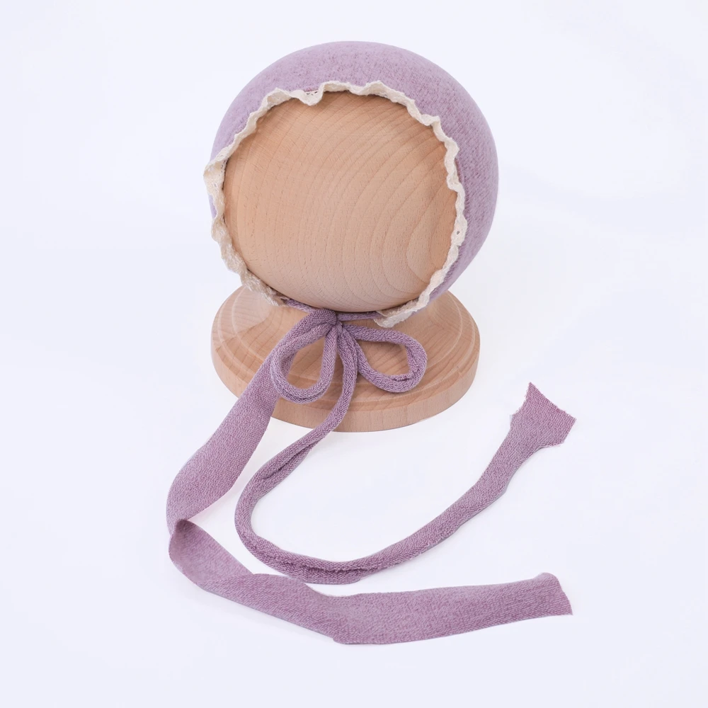 Ruffle Baby Girl Hat for Photography Props Fabric Newborn Bonnet with Lace Edge Classic Solid Newborn Hat Baby Photo Accessories 5