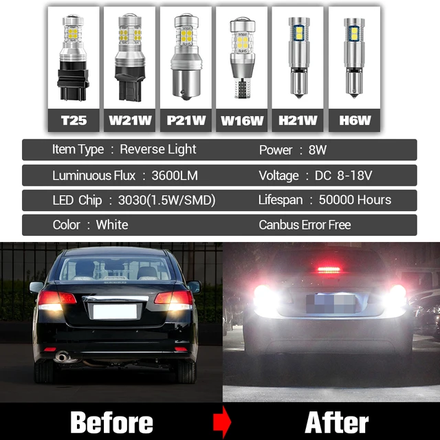 Brightest 500 Lumen H21W 6W x2 Canbus Error Free LED Reverse Backup Light  Bulbs For BMW F30 LCI Tail Light