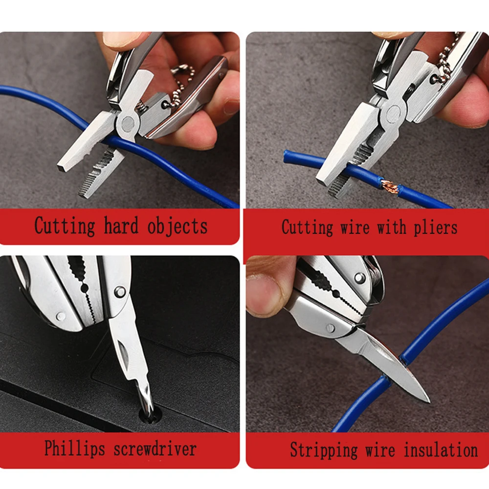 Compact Stainless Steel Multi-Tool Keychain with Pocket Folding Pliers for Outdoor and Everyday Use