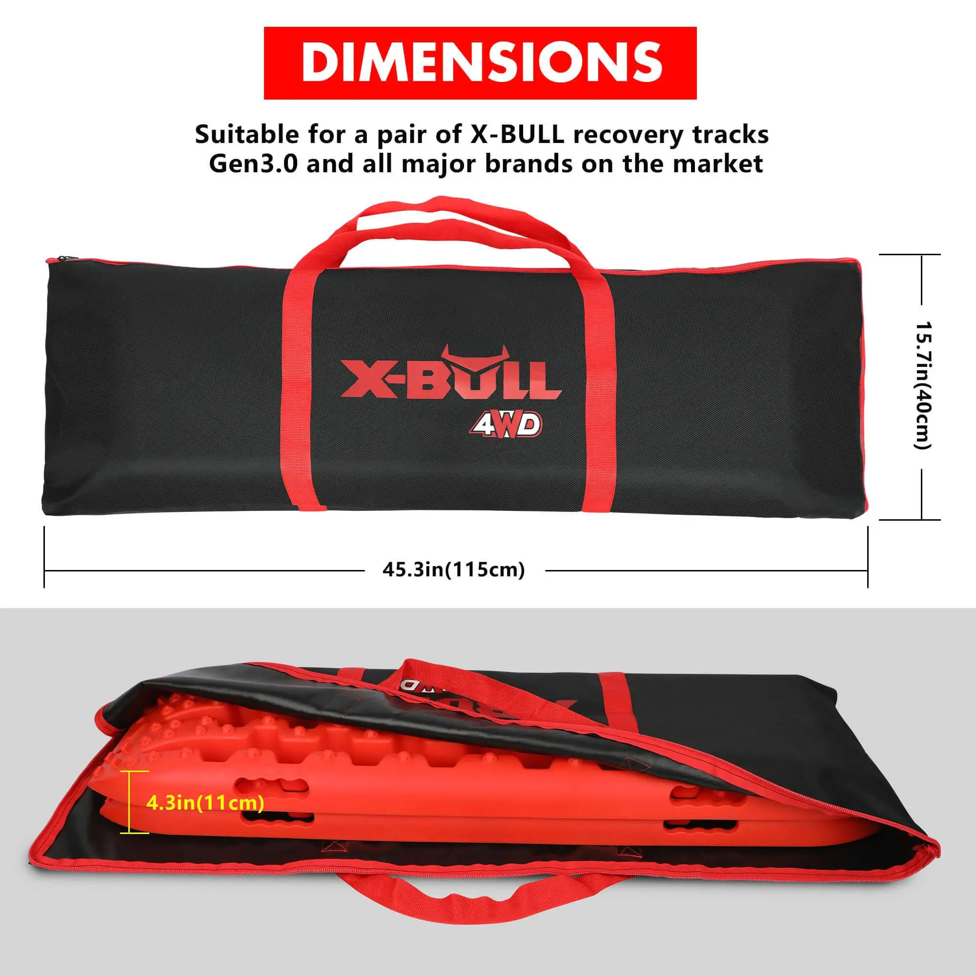 X-BULL Recovery tracks Carry Bag for X4 Extraction Tred Bag Black