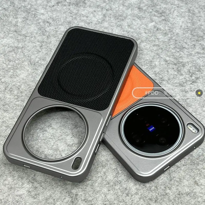 Magnetic Grid PU Leather Pattern Electroplated Hard Back Case