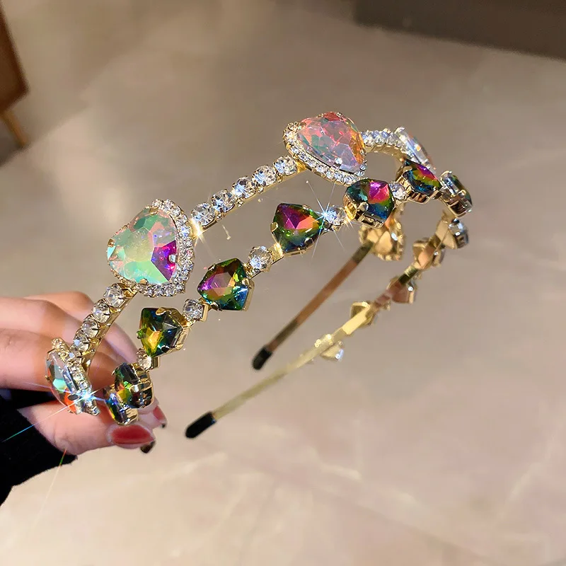 Wholesale New Love Gem Baroque Headbands For Women Girl Rhinestone Diamond Luxury Hair Accessories Geometric Hairbands