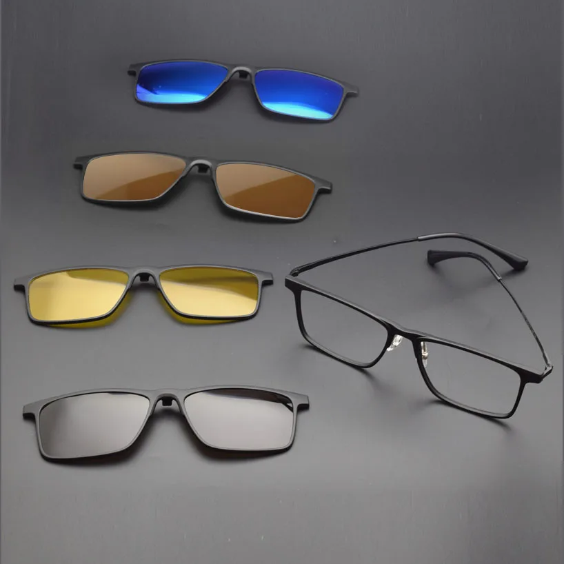 

Ultem Glasses Titanium Frame For Men WitWith Polarized Magnet Clip on Sunglasses Myopia Eyewear Prescription Lens Driving Mirror