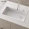 White Stainless Steel Waterfall Kitchen Sink Multifuctional Faucets Simple Style Large Single Slot Kitchen Novel Accessories 4