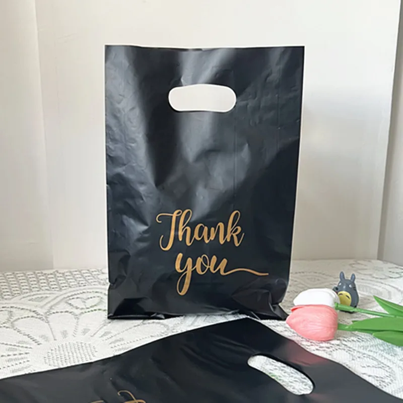 Thank You 가방 선물 플라스틱 쇼핑백 토트백, 생일 웨딩 파티 선물, 사탕 쿠키 포장지, Gitf 가방, 15x20cm, 100 개
