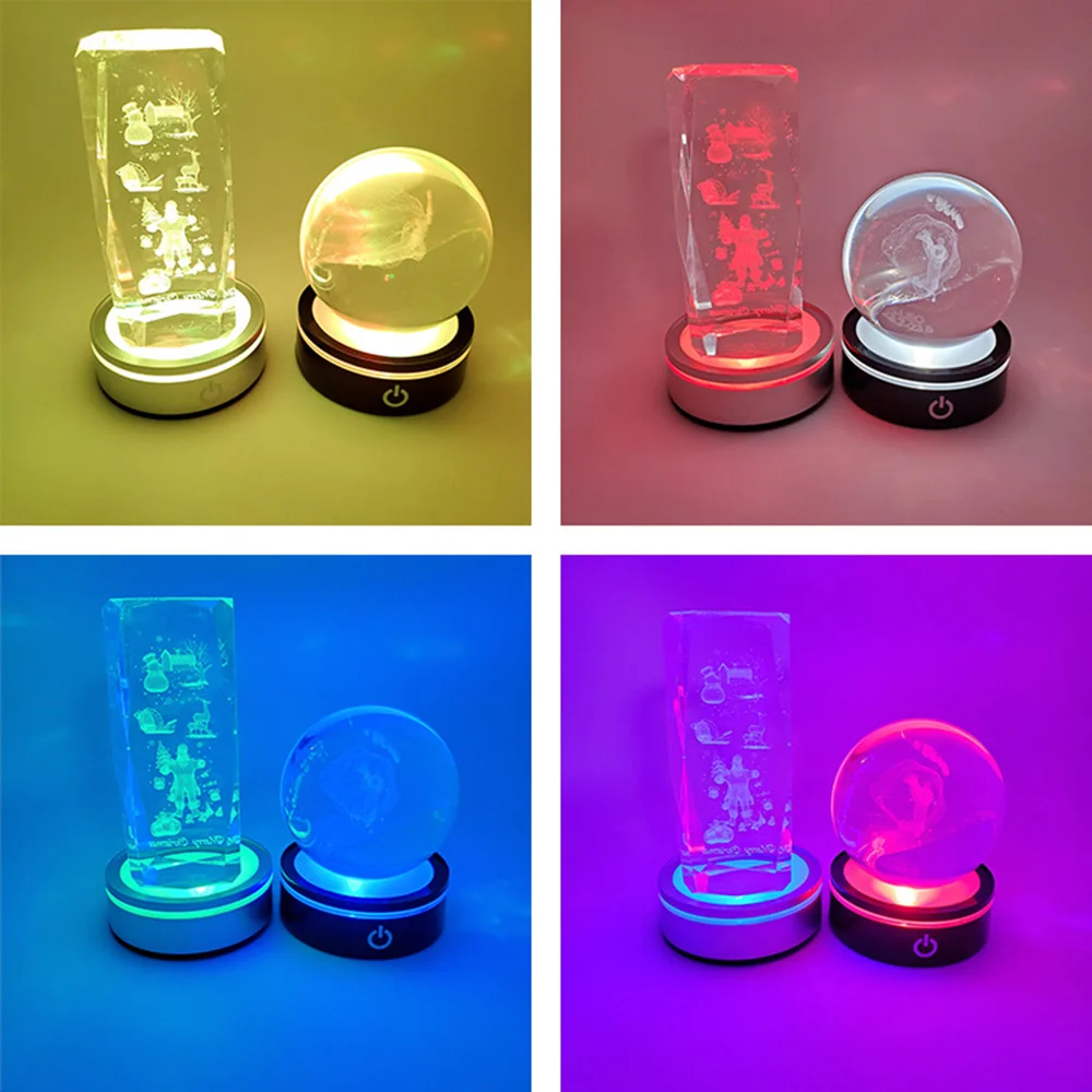 3PCS glass blocks for crafts Led Crystal Balls Base Sphere Display Stand  Led