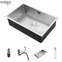 304 Stainless Steel Kitchen Sink Single Bowl Basin Undermount Handmade Brushed Narrow Edge Bar Sink with Drain Accessories Sink 1