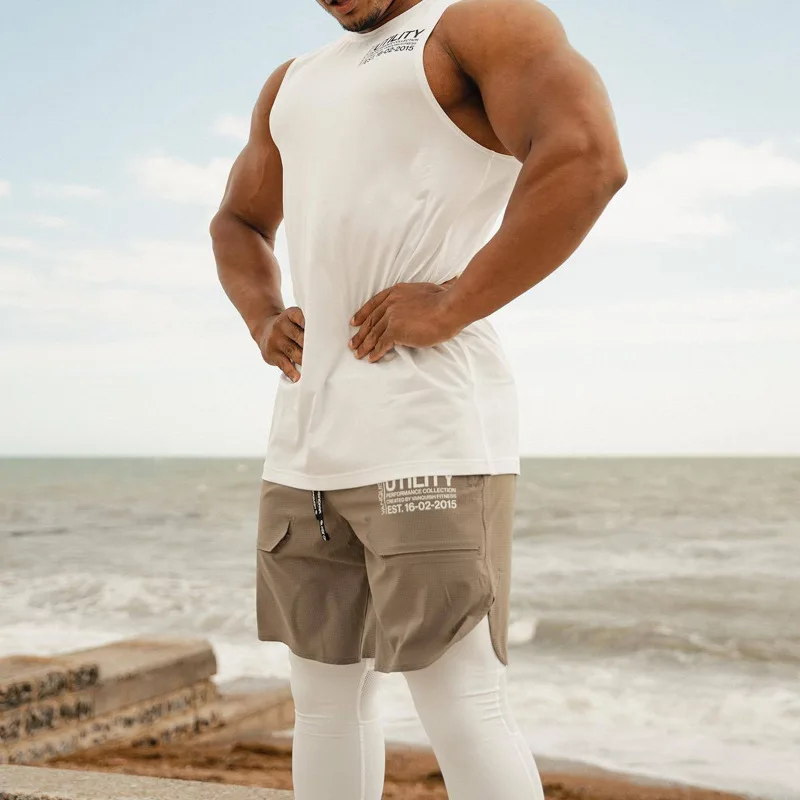 2024 New Men's Shorts Quick Drying Breathable Stretch Quarter Pants Jogger Gym Exercise Fitness Shorts 3