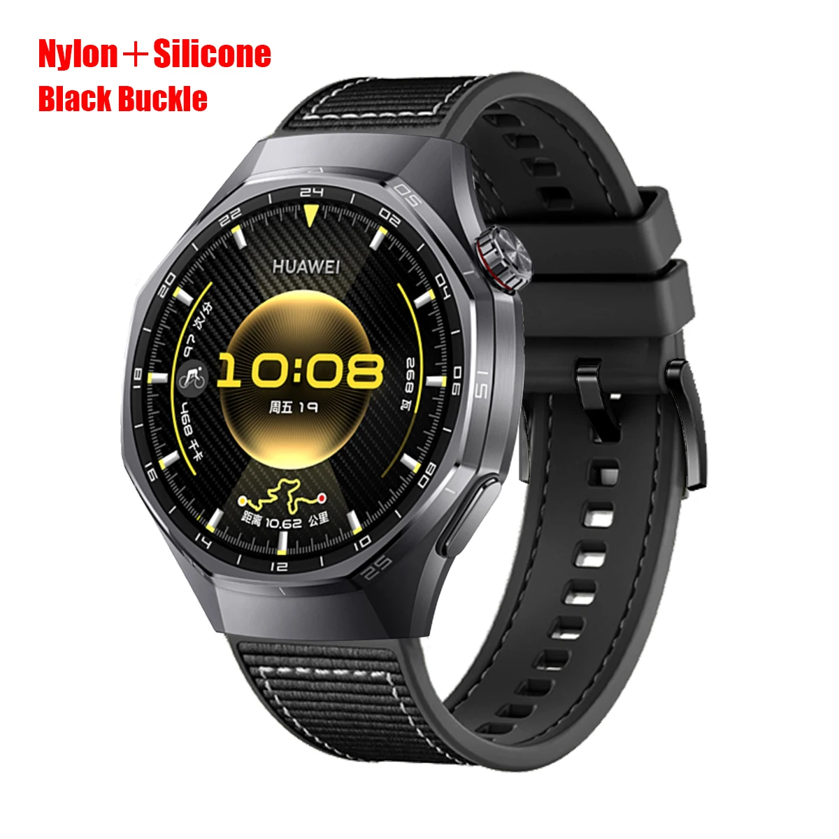 Premium Adjustable Nylon + Silicone Watch Strap, 22mm Bracelet Correa