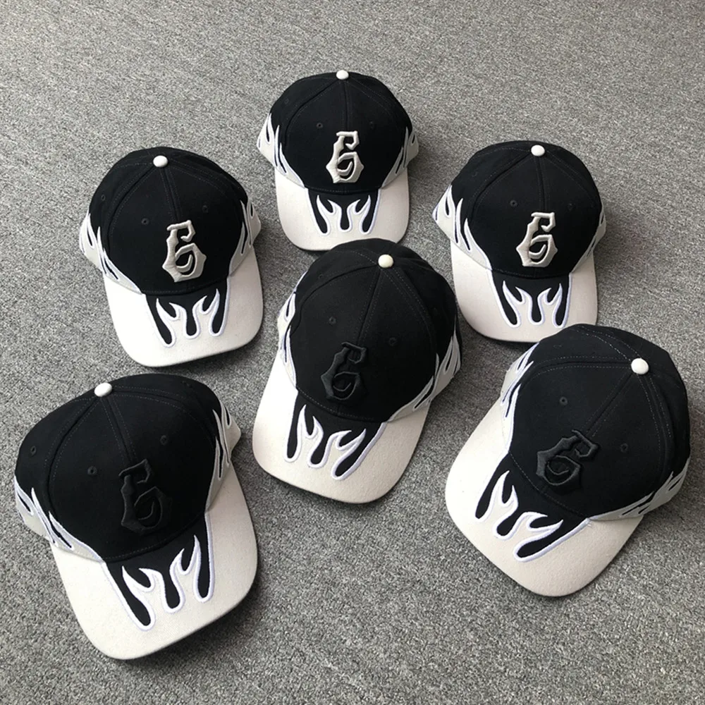 

Kanye666 Men Cap Kanye West 6 Logo High Quality Street DONDA Flame Embroidery Letter Baseball Hat Casual Top Racing Streetwear