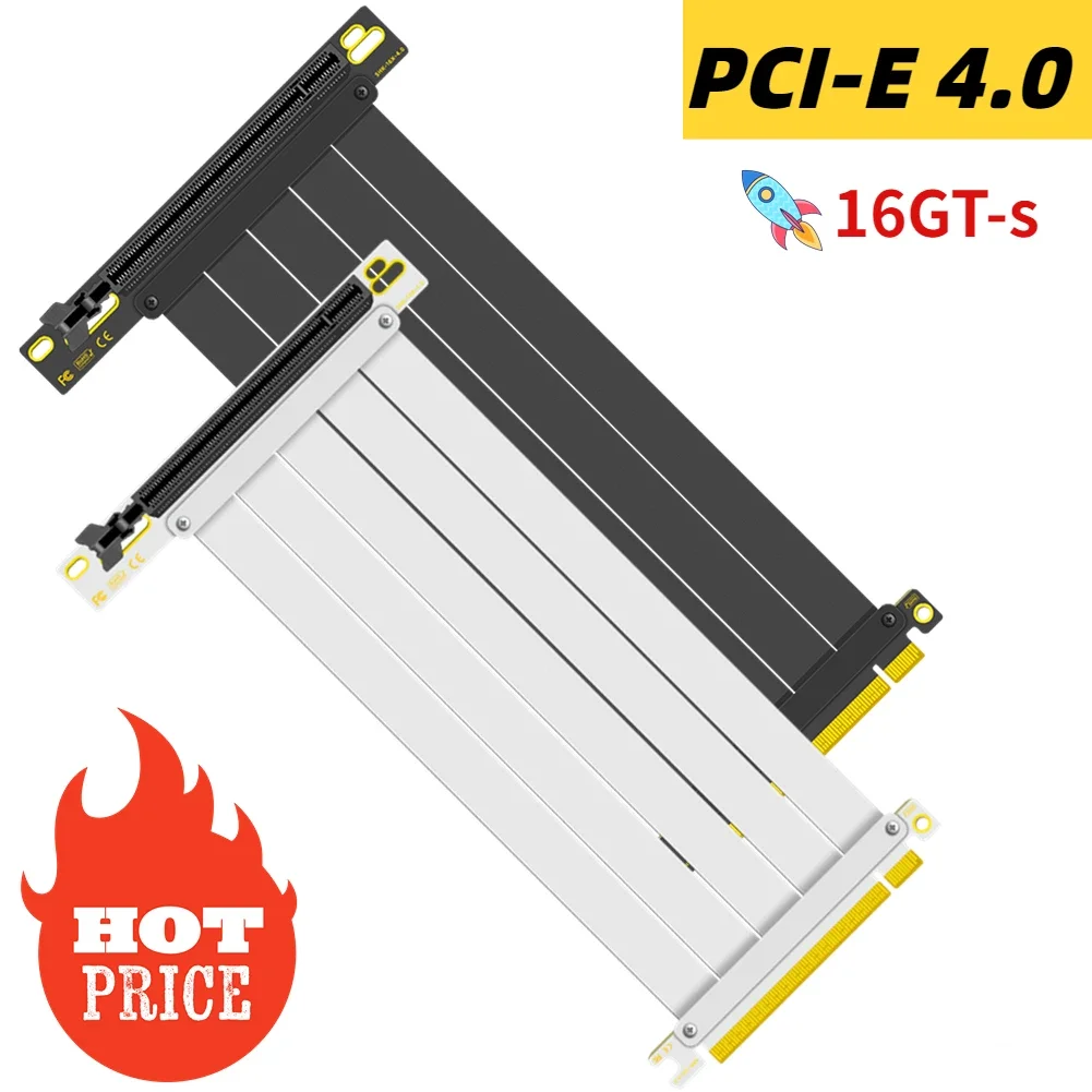 Pci-e 4.0 Riser Cabo Gen X16 Pci Express Riser Extensor Gpu Riser Adaptador para Placa Gráfica Vertical 90 ° 180 ° Preto Branco