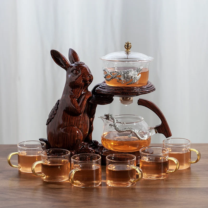 Shishi Ruyi Glass Automatic Tea Set Creative Kung Fu Automatic Tea Maker  Glass Teapot Tea Cup Afternoon Tea Tea Set 