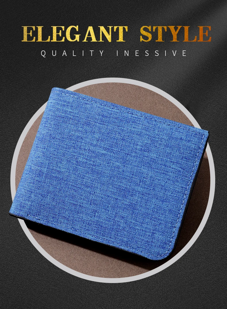 1Pc männer Brieftasche Leinwand Einfache Casual Doppel Falten Foto Karte Halter männer Kurze Brieftasche – Detail 1