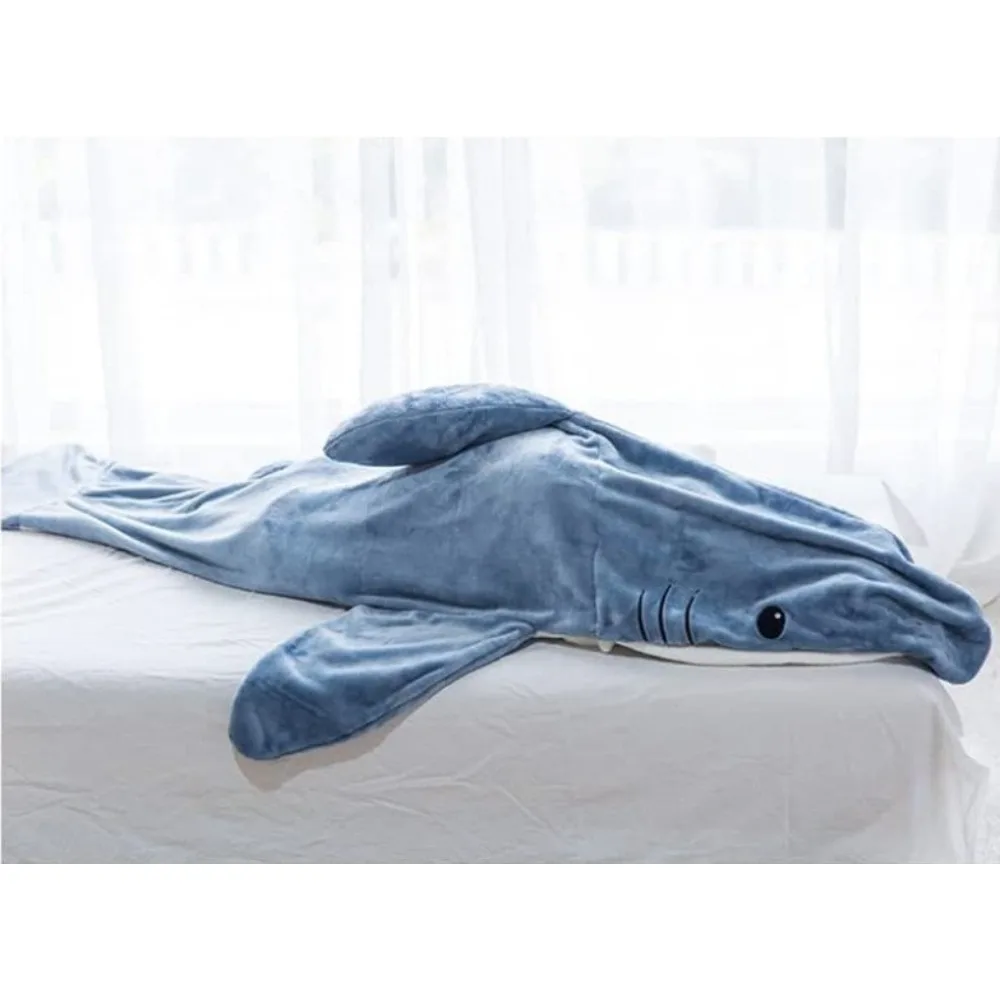 Winter Shark Blanket Hoodie Soft Sleeping Bag Warm Pajamas Flannel Nightgown One Sies Pijamas for Adults Women&Men