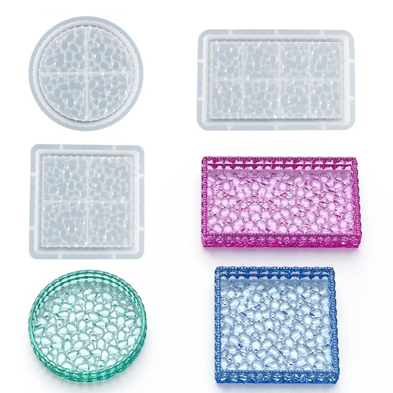 Diamond Crystal Tray Clay Silicone Mold DIY Handmade Craft Art Jewelry Storage Plates Cement Concrete Silica Molds For Organizer polymer clay tools pottery tools clay sculpting tools pottery sculpting tools clay craft tool