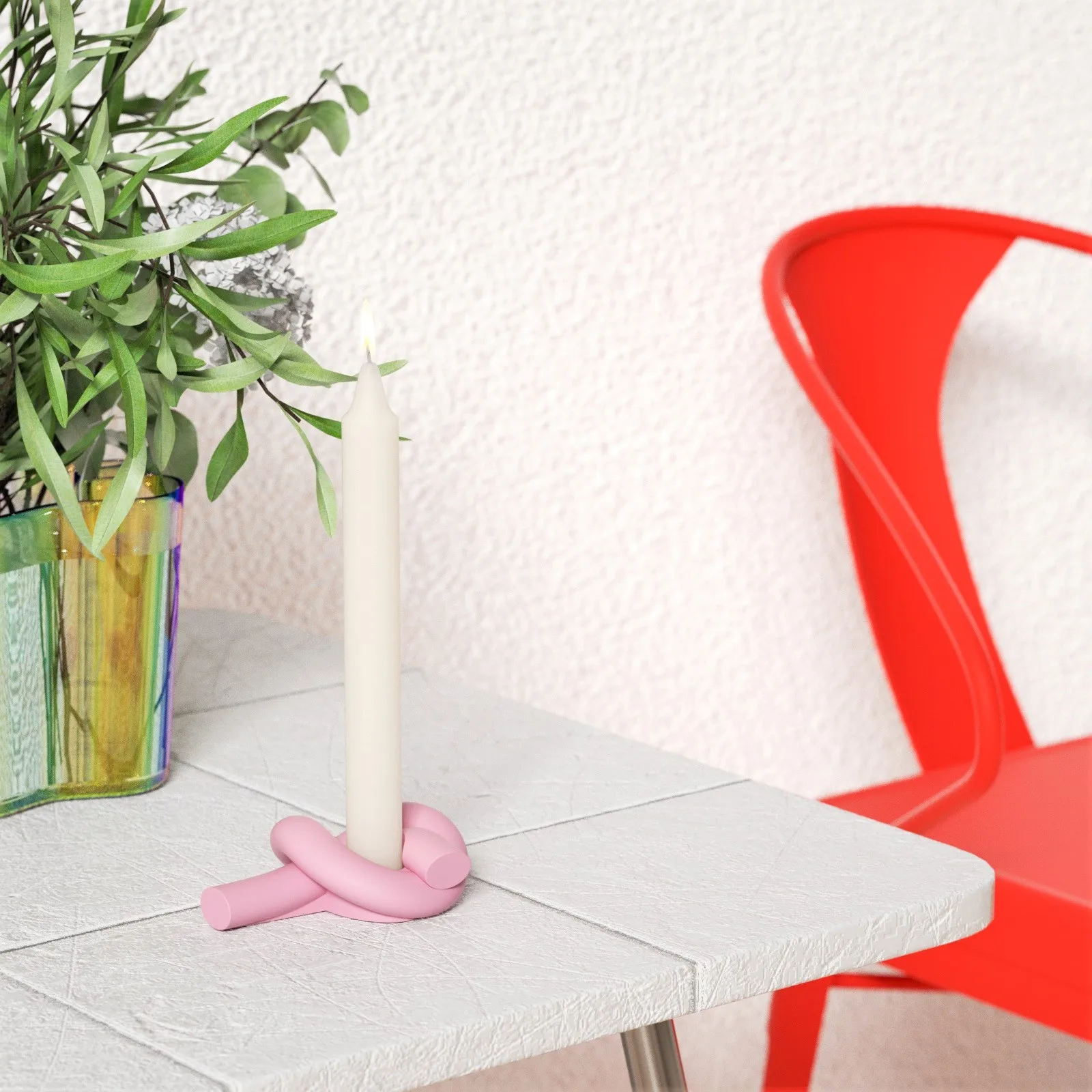 Knot Taper Candle Holder Silicone Mold for Concrete Cement Handmade Candlestick Jesmonite Mould Home Decoration