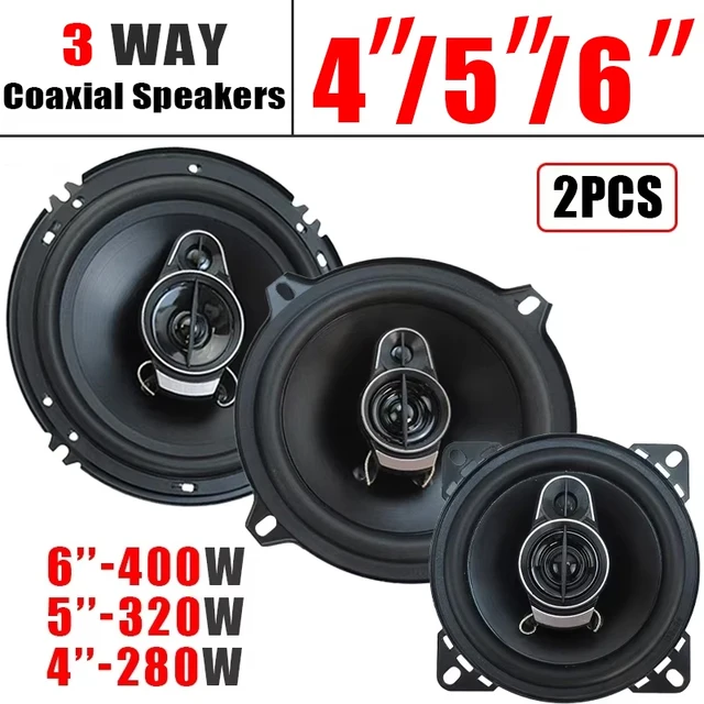 1Pair 4/5/6 Inch 3-Way 280W/320W/400W Universal Car HiFi Coaxial Speaker Auto Music Stereo Car Door Full Range Speakers Woofer
