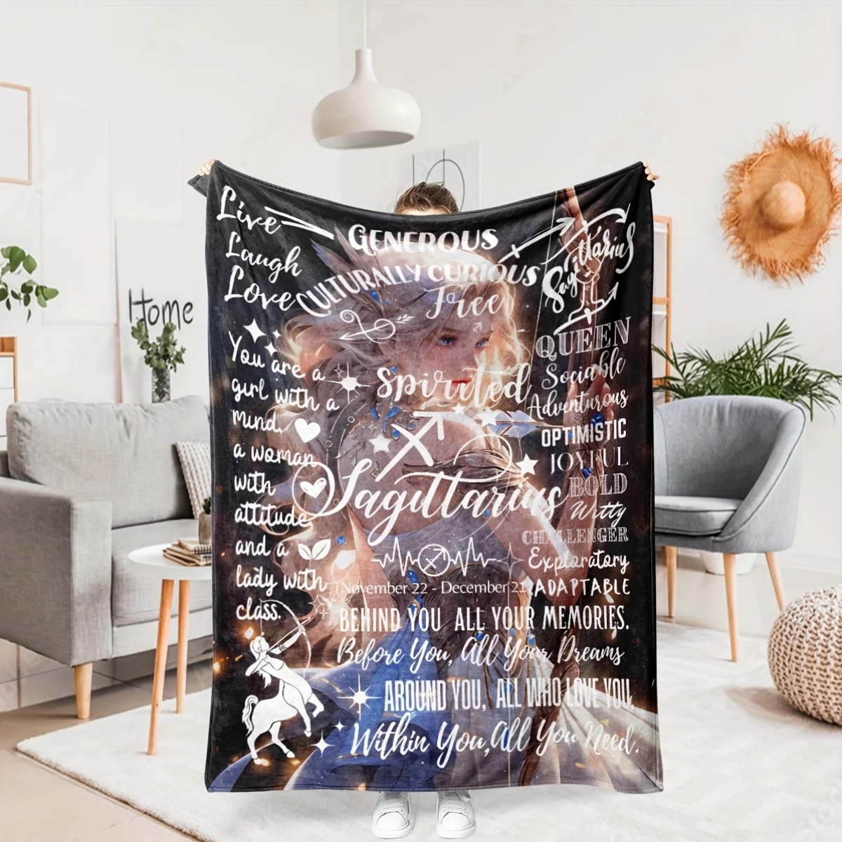Sagittarius Inspirational Super Soft Blanket - Perfect for Astrology Enthusiasts, Stylish, Comfortable,and Ideal for Gift Giving 3