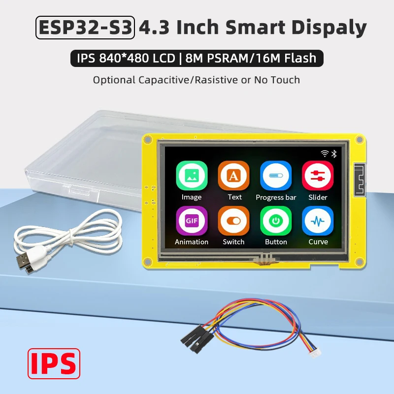 ESP32-S3 HMI 8M PSRAM 16M Flash for Arduino LVGL 4.3 Inch IPS Screen 800*480 Smart Display WiFI&Bluetooth RGB LCD TFT Module