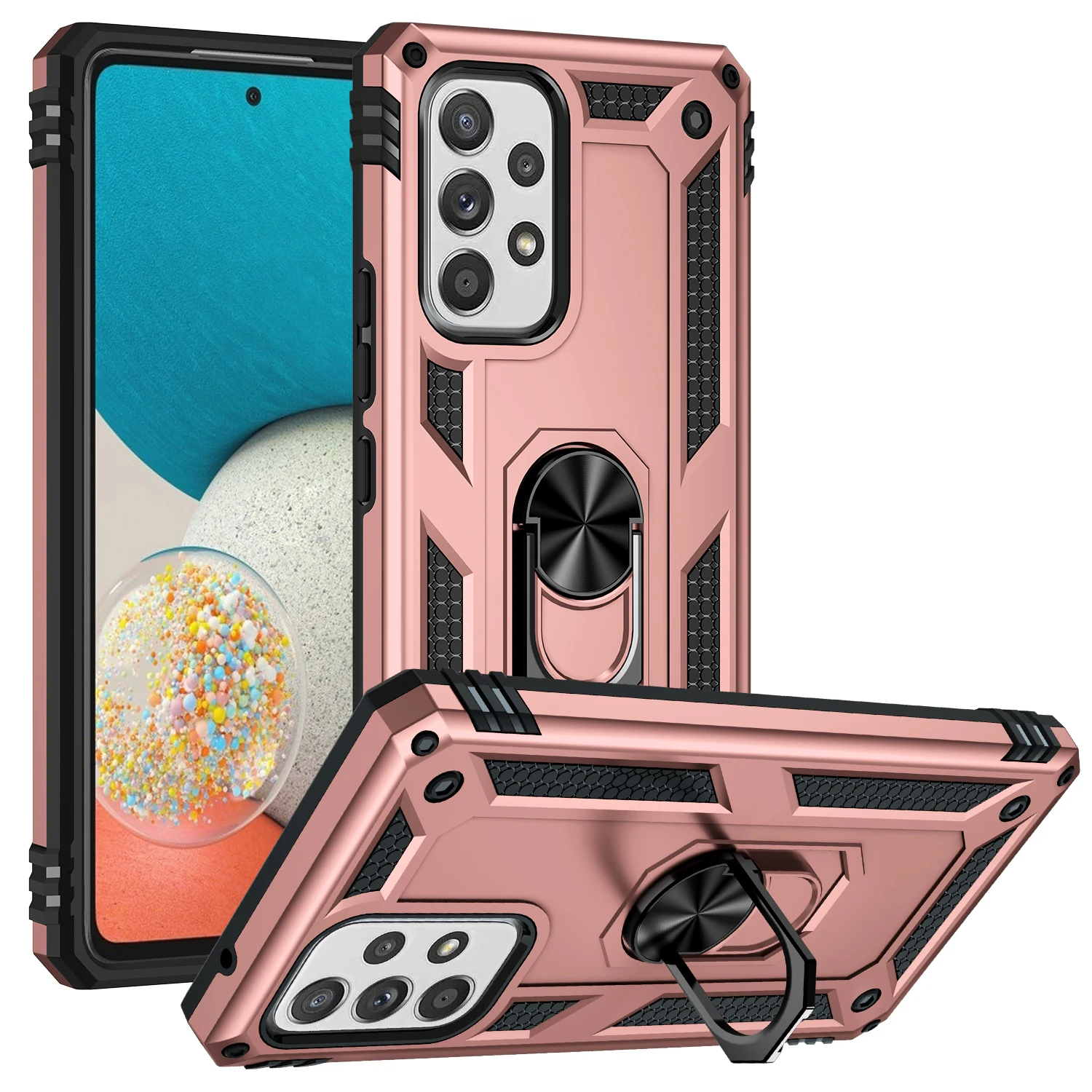 Armor Shockproof Case with Metal Car Ring Bumper Cover