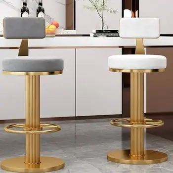 Sgabello da bar in metallo stile nordico Sedie da festa rotonde telescopiche moderne di alta qualità Mobili da bar morbidi di lusso bianchi Taburetes De Bar