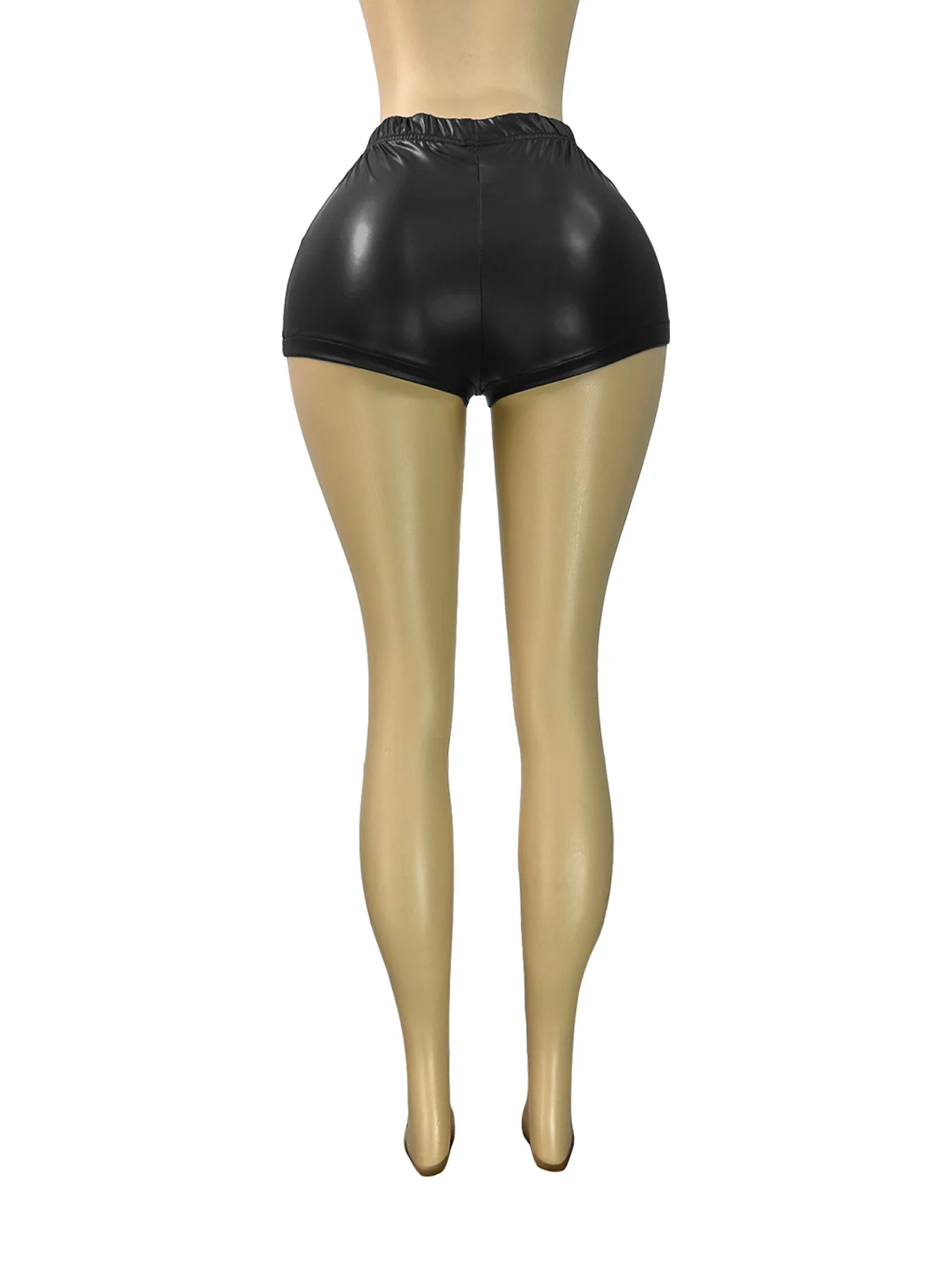 FAGADOER Sexy Leather Patchwork Shorts for Woman Solid Color High Waist Elasticity Shorts Female Streetwear Bottoms 2025 New