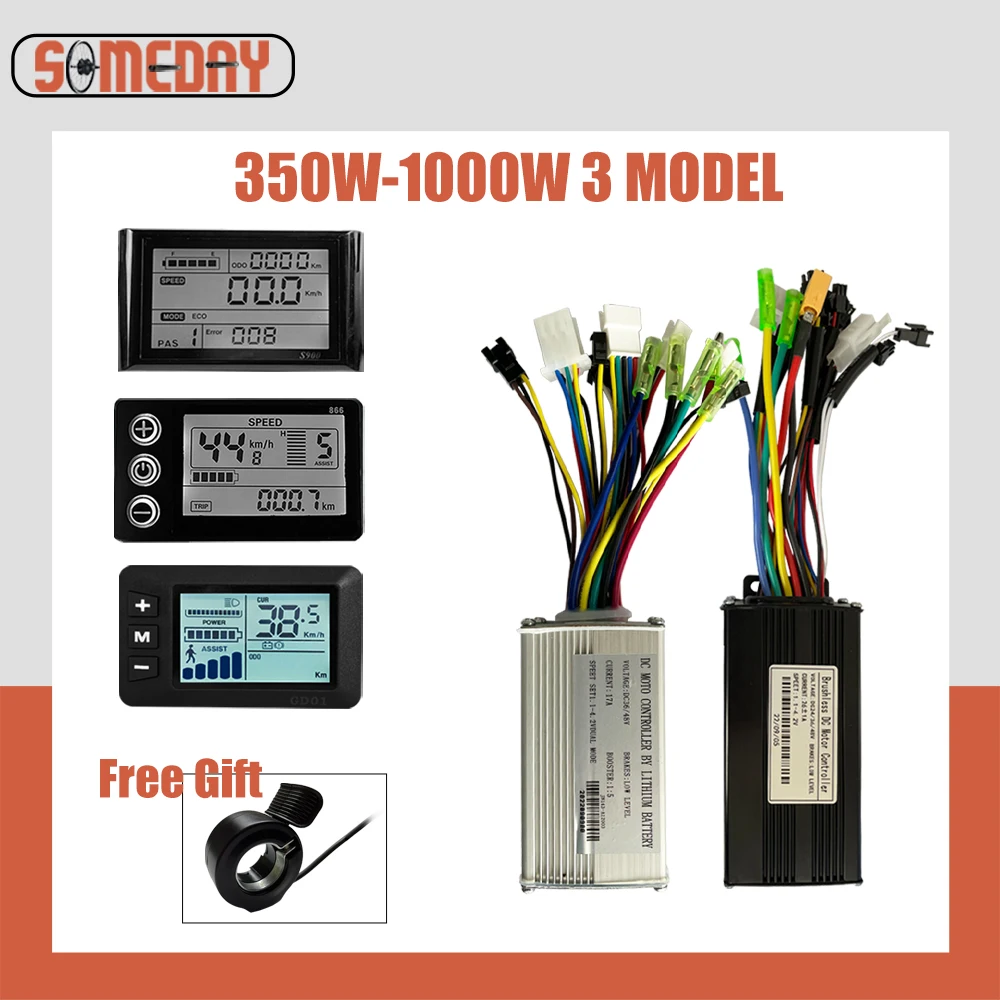 Electric Bicycle 36V/48V 17A 26A 30A 3 Model Sinewave Controller S866 S900 GD01 LCD Display For 350W500W750W1000W Ebike
