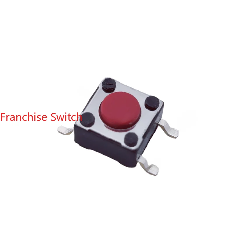 10PCS Patch Feet Touch Switch 4  6X6X4.3h External Bending  Red Button