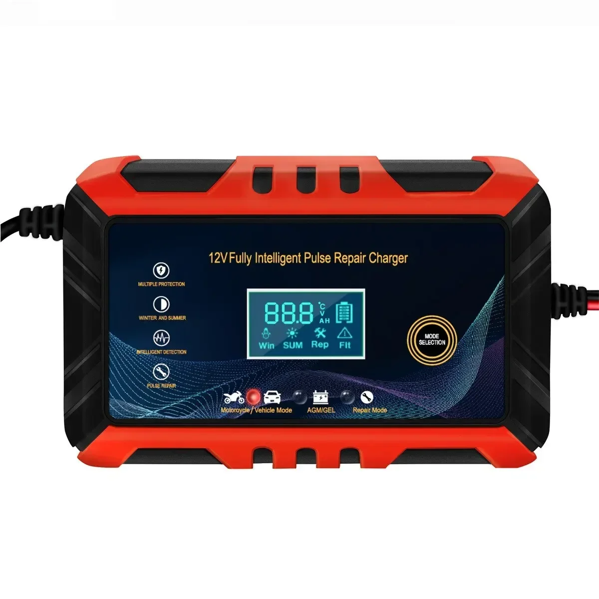 12V Intelligent Car Battery Charger-Pulse Repair, LCD Display, Suitable for Cars & Motorcycles&ship&Water Motorcycle
