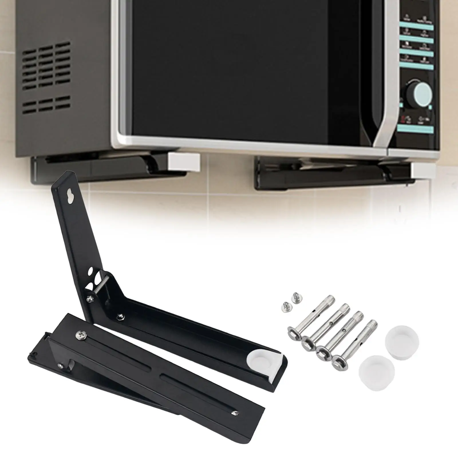 Foldable Microwave Oven Rack Kitchen Wall Mounted Extendable Microwave Oven Storage Rack Bracket (With A Pair Of Screws) 5