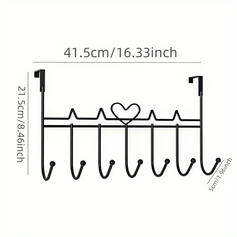 Hooks Over The Door 7Hooks Heart-Shaped Door Hooks Clothes Coat Hat Towel Hanger Bathroom Kitchen Accessories Holder